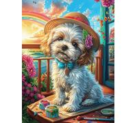 Yorkie Puppy with A Hat And Glasses 1000 Piece Pack DIY Jigsaw Puzzle Scenery Science Fiction Collectors Cognitive Development Educational Decorative Puzzle Gifts for Adults Rigid Cardboard 1000 PCS