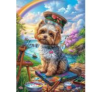 Yorkie Puppy with A Painter's Hat 1000 Piece Complete Jigsaw Puzzle Set Wildlife Pet Teens Beginners Educational Challenge Puzzle Fans Group Play Anniversary Creativity & Gift Giving 1000 PCS