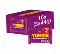 Yorkie Raisin & Biscuit Chocolate Bar Multipack 44g 3 Pack x Case of 16