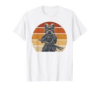 Yorkie Samurai Vintage Retro Sunset Yorkshire Dog Lover Art Value Graphic T-Shirt, Men, White, S