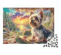 Yorkie Sunset after School Activity Dog Nature Print 1000 Pieces Ultra Difficult Collectors Mind Relaxation Office Break Kids Beginners 52x38cm/1000pcs