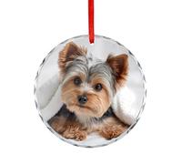 Yorkie Yorkshire Terrier Dog Christmas Ornament Crystal Glass Hanging Decorations for Christmas Tree Party