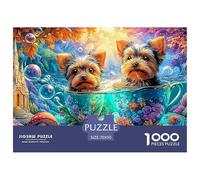 Yorkies in Teacups in A Magical Bubble Scene 1000-Piece Jigsaw Puzzle Cute Pet Dog Brainteasing Challenge for All Ages 70x50cm/1000pcs