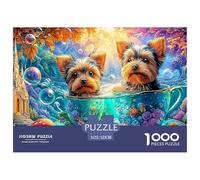 Yorkies in Teacups in A Magical Bubble Scene 1000-Piece Jigsaw Puzzle Cute Pet Dog Classic Educational Game for Family Puzzle Time 52x38cm/1000pcs