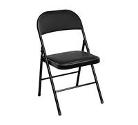 YORKING 2Pcs Folding Chairs - Folding Faux Leather Chair with Backrest Padded Side Chair for Events Sturdy Metal Frame Comfortable Seating for Guests and Desks 44x45x78cm