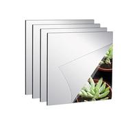 YORKING 4 Pack Self Adhesive Mirror Tiles 20x20cm for Home Decoration - Square Stickers for Bathroom, Living Room, Bedroom and Kitchen