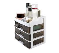 YORKING 4 Tier Makeup Organiser Storage 22X16.5X26.5CM Large Capacity Desktop Organiser Tidy Stationery Storage Box with Transparent Drawer Ideal Desk Organizer for Counter Bathroom Dresser