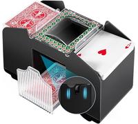 YORKING Automatic Poker Shuffler Machine with Rubber Silencer, Casino Card Electric Shuffler, Playing Card Shuffler for UNO, Phase 10, Skyjo, Skip Bo Home Card Game (Black&Green 1-4Deck)