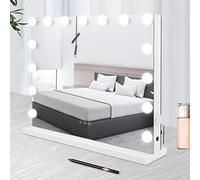 YORKING Hollywood Vanity Mirror with Lights 15 LED Makeup Mirror with USB Port 3 Color Touch Control Brightness Dressing Table Large Hollywood Mirror 550x450x124mm