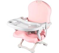 YORKING Portable High Chair Travel Highchair Pink Babies and Children's Booster Seat Folding Compact Height Adjustable with Cushion Pads Removable Tray Indoor and Outdoor Use