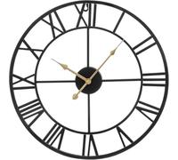 YORKING Roman Wall Clock Metal Vintage Large Black Wall Clock (Black&Bronze, 47cm)