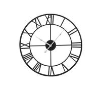 YORKING Roman Wall Clock Metal Vintage Large Black Wall Clock (Silver, 60CM)