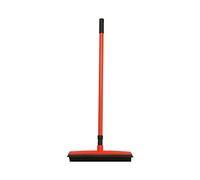 YORKING Rubber Cleaning Broom - Electrostatic Rubber Bristles Brush with Squeegee Edge, 48in Telescopic Handle Remover Rubber Carpet, Non-Scratch Sweeping Brush for Pet Hair, Dirt and Spillages, Red