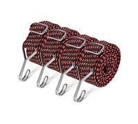 Yorkmills Bungee Cords with Hooks, 200CM 4 Pack Heavy Duty Extra Strong Rubber Elastic Straps Adjustable Flat Elasticity Rope Set with Metal Buckle for Bike Luggage Racks Camping Gardening Clothesline