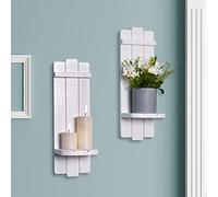 Yorkmills Sconces Wall Decor Set of 2, Candle Holder Rustic Home Farmhouse Art Floating Candle Sconces Shelf White Decorations for Living Room, Dining Room, Bedroom, Bathroom