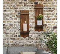 Yorkmills Sconces Wall Decor Set of 2, Wall Candle Holder Rustic Home Decor, Farmhouse Wall Art Floating Candle Sconces Shelf Wooden Wall Decorations for Living Room, Dining Room, Bedroom, Bathroom