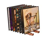 Yorkmills Vinyl Record Storage, Display Up to 50 LP Albums DVDs CDs, Solid Wooden Vinyl Record Holder with Stainless-Steel lp Storage Boxes shelf Stand Case, Record Stand for Home Desktop Decor