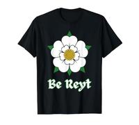 Yorkshire Be Reyt White Rose Dialect Design Value Graphic T-Shirt, Men, Black, S