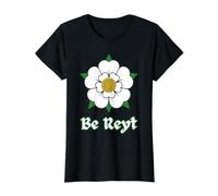 Yorkshire Be Reyt White Rose Dialect Design Value Graphic T-Shirt, Women, Black, XS