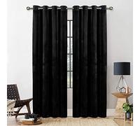 Yorkshire Bedding Blackout Curtains 66 x 72, Room Darkening, Black Eyelet Crushed Velvet Curtains for Living Room & Bedroom, 168cm x 183cm, Black