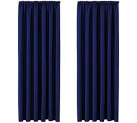 Yorkshire Bedding Blackout Pencil Pleat Navy Curtains for Bedroom 66x72 Noise Reducing Tape Top Thermal Insulated Sunlight Decor Curtain + 2 Tie Backs