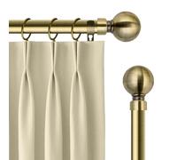 Yorkshire Bedding Curtain Poles Metal Extendable Plain Ball Curtain Pole Set Includes Adjustable Curtain Rod, 60mm Finial, Rings, Brackets and Fittings Set (Antique Brass, 160-300 Cm, 63-118 Inches)