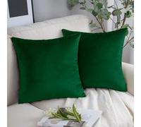 Yorkshire Bedding Cushion Covers 45 x 45 (Pack of 2) - Decorative Velvet Square Throw Pillow Cases - Luxury Soft Green Cushion Cover for Sofa Couch Bedroom with Invisible Zipper 18x18 Inches