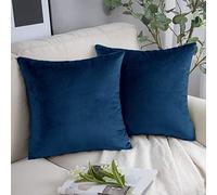 Yorkshire Bedding Cushion Covers 45 x 45 (Pack of 2) - Luxury Velvet Square Throw Pillow Cases - Decorative Soft Navy Cushion Cover for Sofa Bedroom with Invisible Zipper (18x18 Inches)
