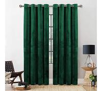 Yorkshire Bedding Emerald Green Blackout Curtains 46x54 for Bedroom - Super Soft Crushed Velvet Thermal Insulated Curtains for Living Room - Eyelet Curtains with 2 Tie Backs (116cm x 137cm)