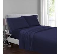 Yorkshire Bedding Flat Sheet King 2 Pack 100% Egyptian Cotton 200 Thread Count Hotel Quality Navy Bed Sheets