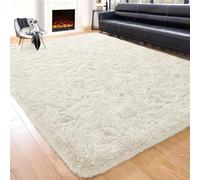 Yorkshire Bedding Fluffy Shaggy Rugs Living Room Bedroom 160x230cm Cream | Machine washable 30C, non slip backing, 450 GSM non shedding plush pile. Large area rug for lounge, dining room and study