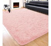 Yorkshire Bedding Fluffy Shaggy Rugs Living Room Bedroom 160x230cm Pink | Machine washable 30C, non slip backing, 450 GSM non shedding plush pile. Large area rug for lounge, dining room and study