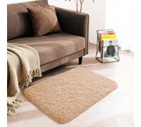 Yorkshire Bedding Fluffy Shaggy Rugs Living Room Bedroom 60x110cm Beige | Machine washable 30C, non slip backing, 450 GSM non shedding plush pile. Small bedside rug for hallway, nursery and kids room
