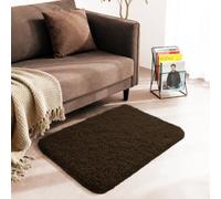 Yorkshire Bedding Fluffy Shaggy Rugs Living Room Bedroom 60x110cm Brown | Machine washable 30C, non slip backing, 450 GSM non shedding plush pile. Small bedside rug for hallway, nursery and kids room