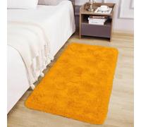 Yorkshire Bedding Fluffy Shaggy Rugs Living Room Bedroom 60x110cm Ochre | Machine washable 30C, non slip backing, 450 GSM non shedding plush pile. Small bedside rug for hallway, nursery and kids room