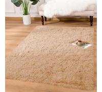 Yorkshire Bedding Fluffy Shaggy Rugs Living Room Bedroom 80x150cm Beige | Machine washable 30C, non slip backing, 450 GSM non shedding plush pile. Small runner rug for bedside, hallway and kitchen
