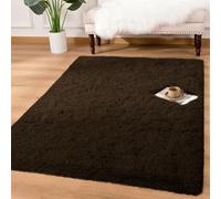 Yorkshire Bedding Fluffy Shaggy Rugs Living Room Bedroom 80x150cm Brown | Machine washable 30C, non slip backing, 450 GSM non shedding plush pile. Small runner rug for bedside, hallway and kitchen