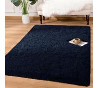 Yorkshire Bedding Fluffy Shaggy Rugs Living Room Bedroom 80x150cm Navy | Machine washable 30C, non slip backing, 450 GSM non shedding plush pile. Small runner rug for bedside, hallway and kitchen