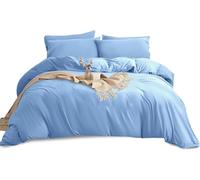 Yorkshire Bedding King Size Duvet Cover Sets - Soft & Breathable Brushed Microfibre Plain Duvet Cover with Pillow cases - Button Closure Quilt Cover Bed Set - Light Blue
