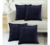 Yorkshire Bedding Pack of 4 Navy Corduroy Cushion Covers 45 x 45cm Soft Decorative Square Throw Pillow Covers Boho for Living Room Bedroom Sofa Bed with Invisible Zipper 18x18 Inch