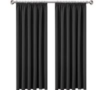 Yorkshire Bedding Pencil Pleat Blackout Curtains 90x72 Inch Grey Curtains for Bedroom & Livingroom Thermal Insulated Noise Reducing Tape Top Curtains 2 Panels + 2 Tie Backs