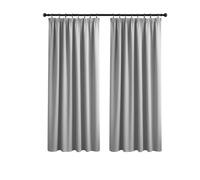 Yorkshire Bedding Pencil Pleat Blackout Curtains for Bedroom 66 x 54 Inch Drop Thermal Insulated Super Soft Kitchen Light Grey Curtains with 2 Panels