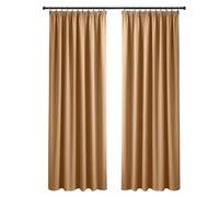 Yorkshire Bedding Pencil Pleat Blackout Curtains for Bedroom 66 x 90 Inch Drop Thermal Insulated Extra Wide Room Divider Beige Curtains with 2 Panels