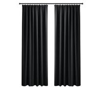 Yorkshire Bedding Pencil Pleat Blackout Curtains for Bedroom 66 x 90 Inch Drop Thermal Insulated Extra Wide Room Divider Black Curtains with 2 Panels