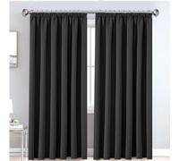 Yorkshire Bedding Pencil Pleat Blackout Curtains for Bedroom 66x54 Inch Noise Reducing Tape Top Thermal Insualted Grey Curtains Panels 2 Tie Backs