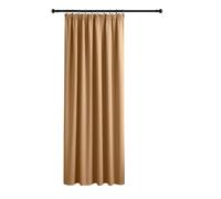 Yorkshire Bedding Pencil Pleat Blackout Curtains for Living Room 66 x 84 Inch Thermal Insulated Super Soft 1 Panel Beige Curtain with 1 Tieback