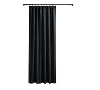 Yorkshire Bedding Pencil Pleat Blackout Curtains for Living Room 66x84 Inch Thermal Insulated Super Soft Room Darkening 1 Panel Black Curtain with 1 Tieback