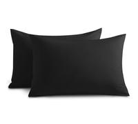 Yorkshire Bedding Pillow Cases 2 Pack - Brushed Microfiber Housewife Pillowcase Hypoallergenic Pillow Cover Standard Size with Envelope Closure (Black, 50 x 75 cm)