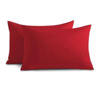 Yorkshire Bedding Pillow Cases 2 Pack - Brushed Microfiber Housewife Pillowcase Hypoallergenic Pillow Cover Standard Size with Envelope Closure (Red, 50 x 75 cm)