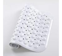 Yorkshire Bedding Shower Bath Mat Non Slip - 100x40cm Extra Long Bathtub Mat with 200 Strong Suction Cups Grip and Drain Holes - Soft Bathroom Mats Machine Washable (White)